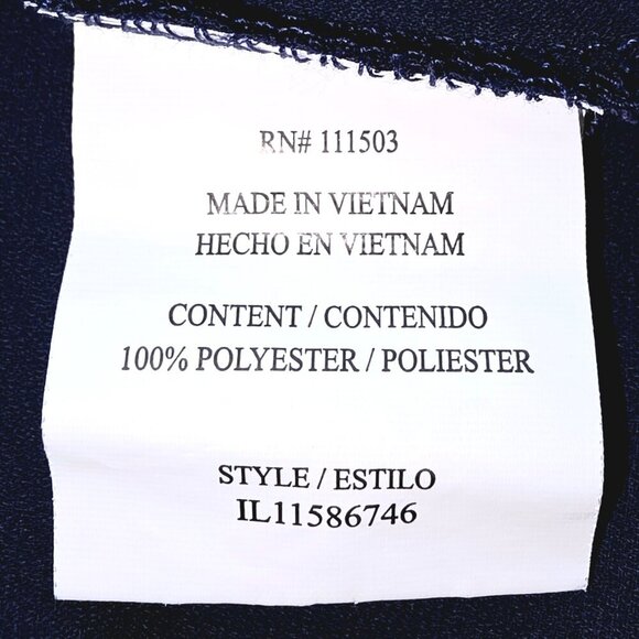 Lily White Blouse Size Medium Navy Blue Chiffon V Neck Dark Fairy Sheer Pocket - Picture 6 of 9